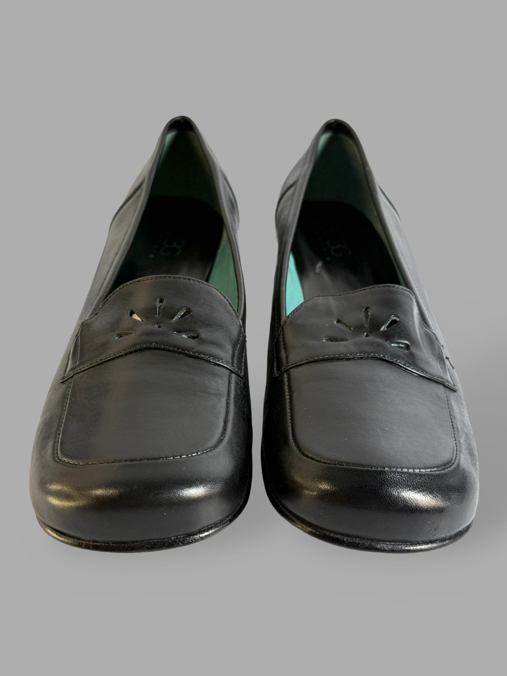 BCBGMaxAzria Black Leather Loafers with Subtle Cutout Detail